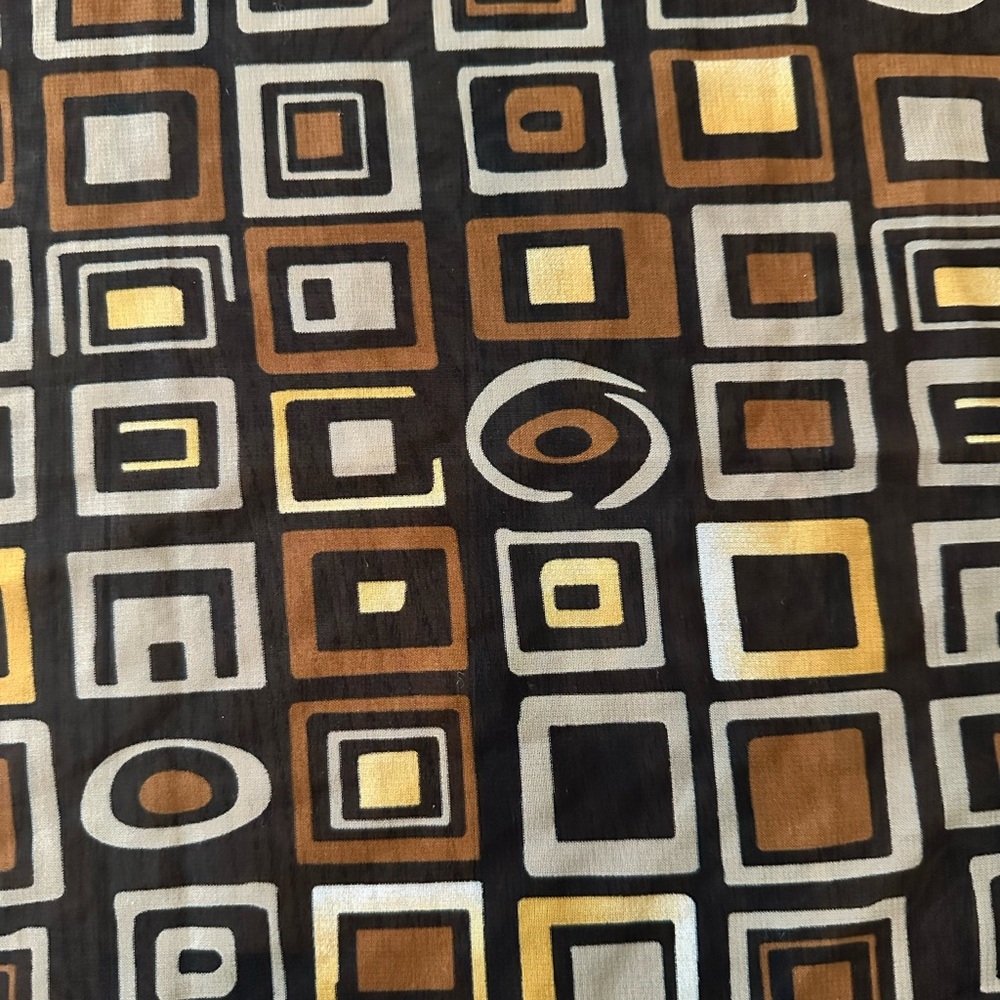 Vtg Italian Square Scarf with Multi-colored Geometric and Red Edging - Picture 10 of 14